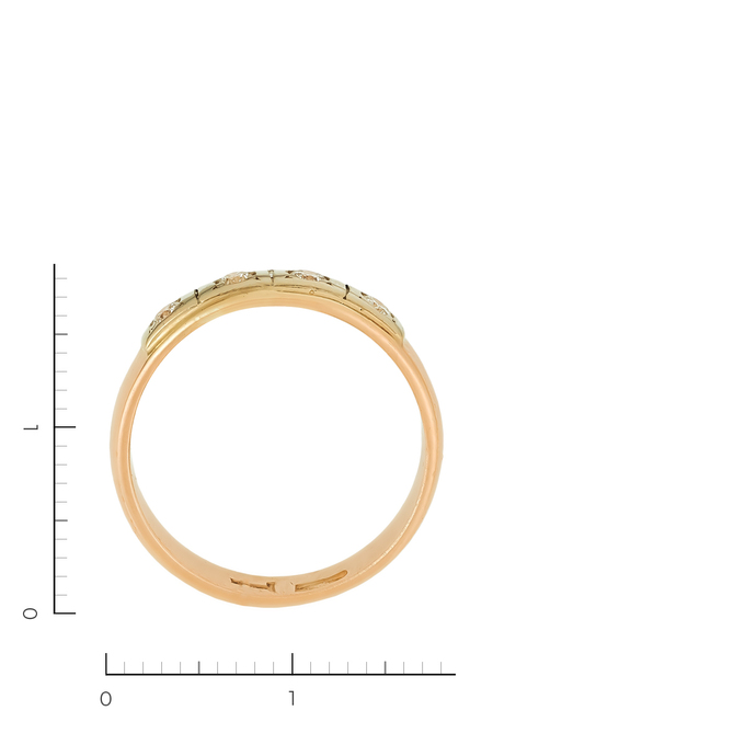 Кольцо из комбинированного золота 583 пробы c 4 бриллиантами, Л 2010 4154 за 28630