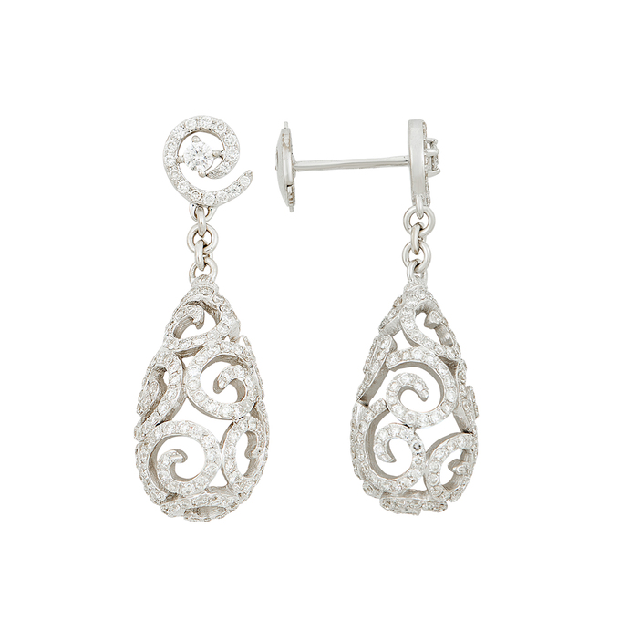 Серьги из золота 750 пробы c бриллиантами и халцедонами, Ц О007 1348 за 150000