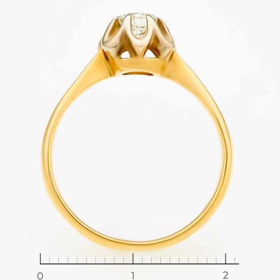 Кольцо из комбинированного золота 750 пробы c 1 бриллиантом, Л24120608 за 63560