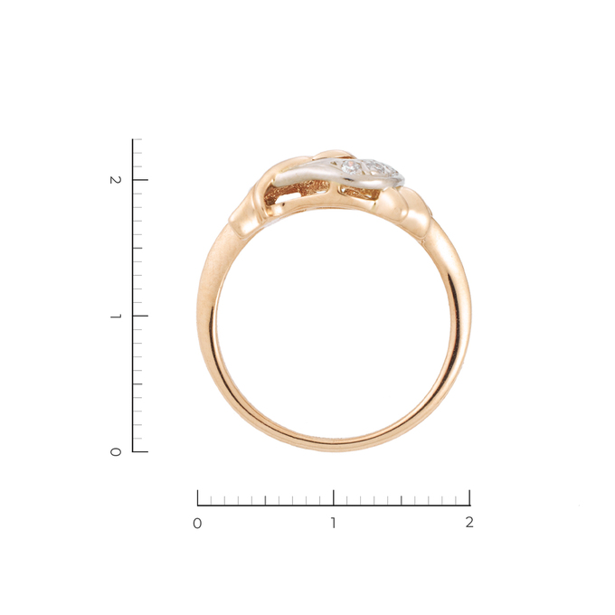 Кольцо из комбинированного золота 585 пробы c 5 бриллиантами, Л 6102 3806 за 23450