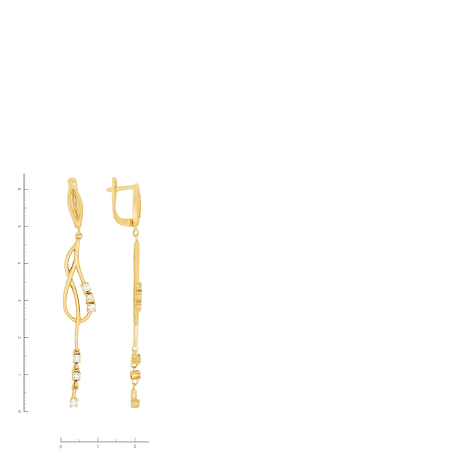 Серьги из желтого золота 750 пробы c 12 бриллиантами, Л 2809 4321 за 78500