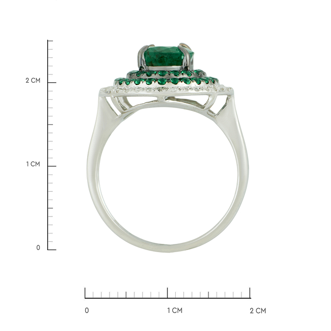 Кольцо из золота 585 пробы c изумрудом, бриллиантами и тсаворитами, Л 2812 0580 за 115000