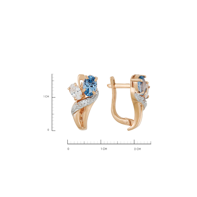 Серьги из золота 585 пробы c 2 топазами и 4 фианитами, Л 7601 4036 за 37920