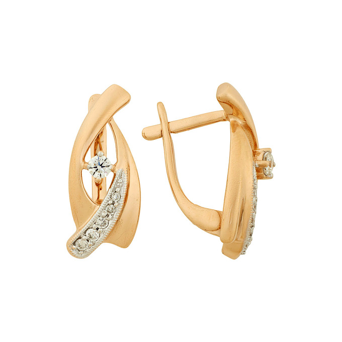 Серьги из золота 585 пробы c бриллиантами, Л 2409 4973 за 55600