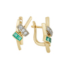 Серьги из золота 750 пробы c изумрудами и бриллиантами