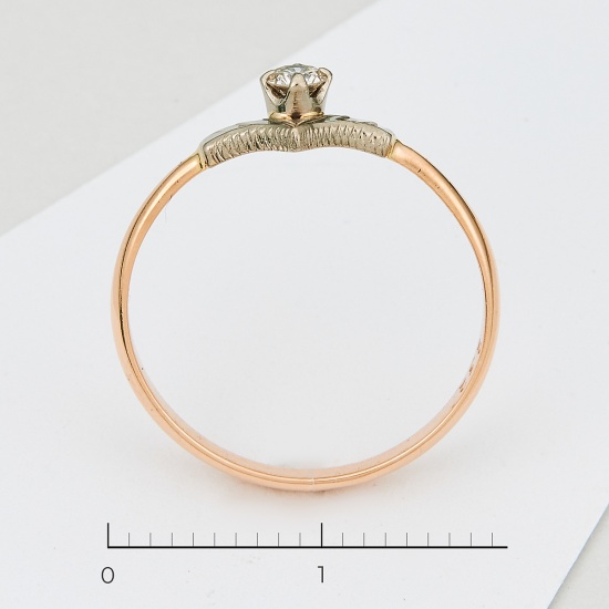 Кольцо из комбинированного золота 585 пробы c 1 бриллиантом, Л58031683 за 8575