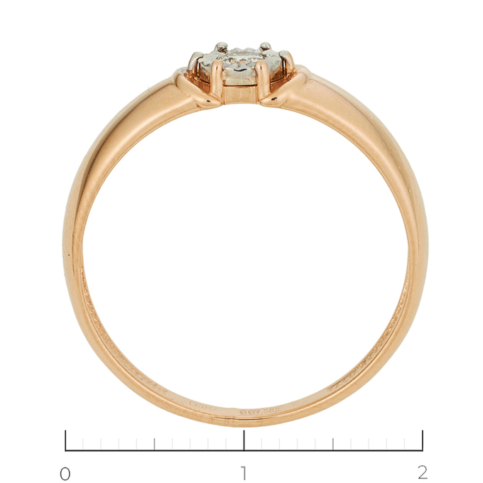 Кольцо из комбинированного золота 585 пробы c 1 бриллиантом, Л 7302 2985 за 16400