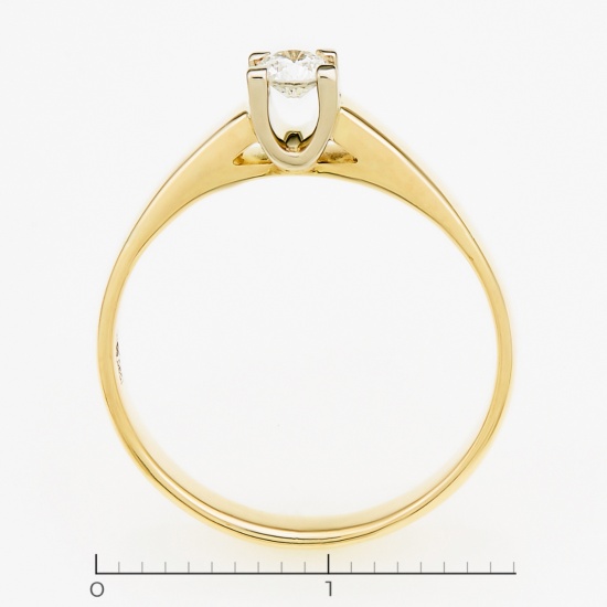 Кольцо из комбинированного золота 585 пробы c 1 бриллиантом, Л28057544 за 20940