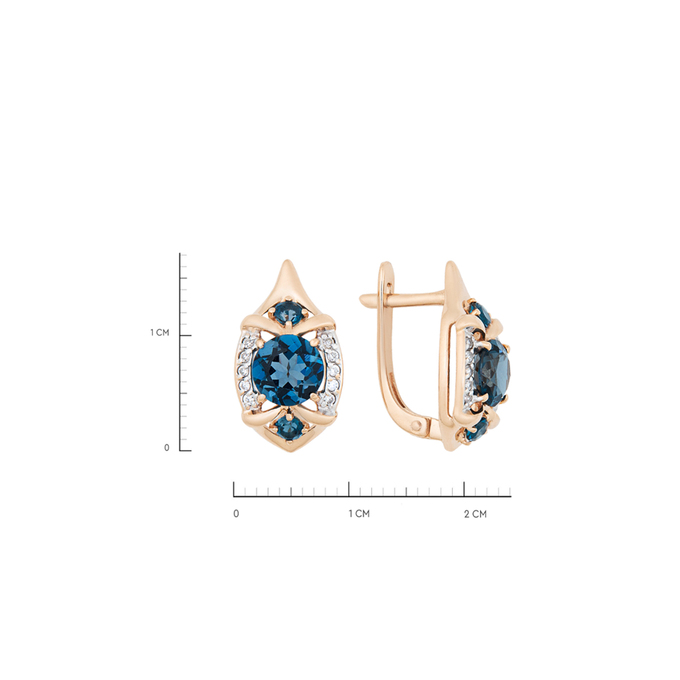 Серьги из золота 585 пробы c топазами Лондон и фианитами, К 0000 4228 за 49000