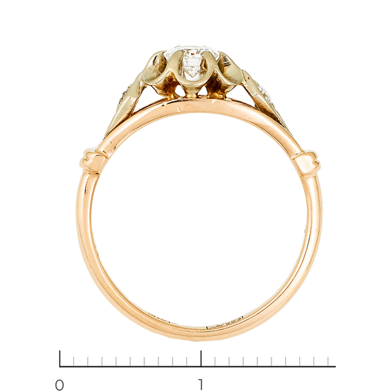 Кольцо из комбинированного золота 583 пробы c 3 бриллиантами, Л04080375 за 63350