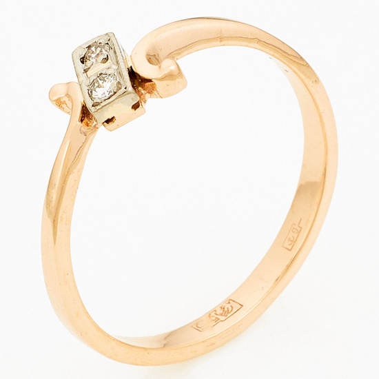 Кольцо из комбинированного золота 585 пробы c 2 бриллиантами, Л62002223 за 11550