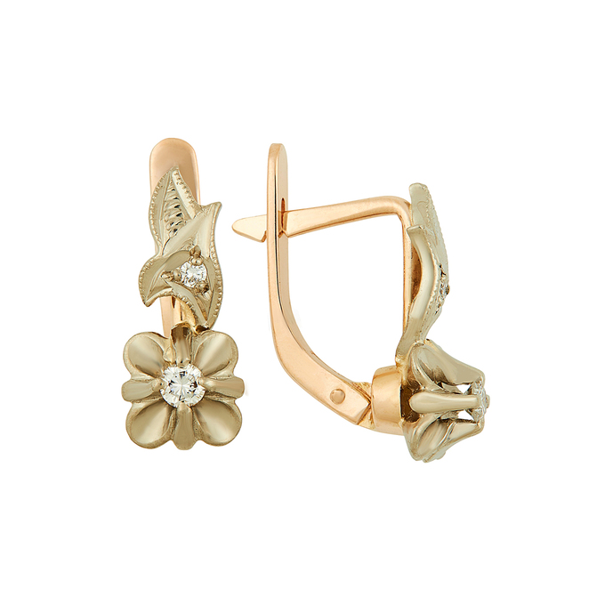 Серьги из золота 585 пробы c бриллиантами