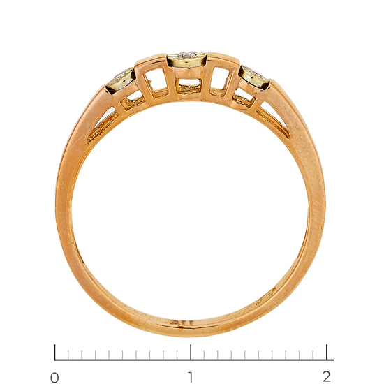Кольцо из комбинированного золота 585 пробы c 3 бриллиантами, Л31112840 за 13230