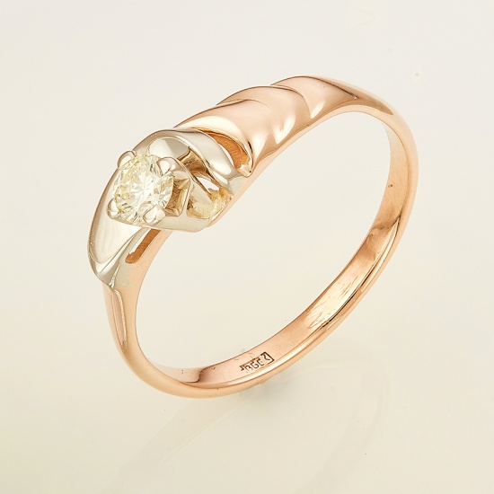 Кольцо из комбинированного золота 585 пробы c 1 бриллиантом, Л29104273 за 14850