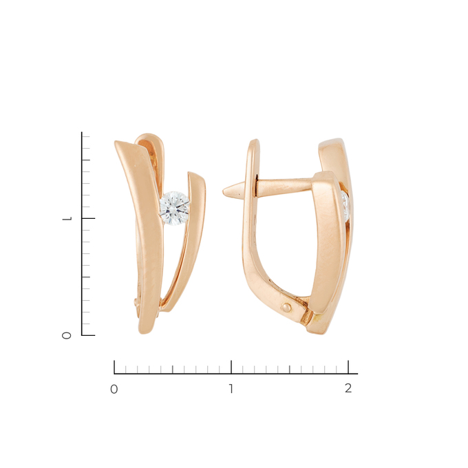 Серьги из золота 585 пробы c 2 бриллиантами