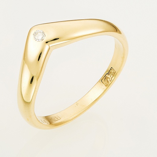 Кольцо из желтого золота 750 пробы c 1 бриллиантом 124689 фото 1