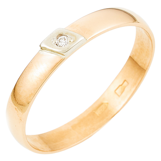 Кольцо из комбинированного золота 585 пробы c 1 бриллиантом, Л67008475 за 6705