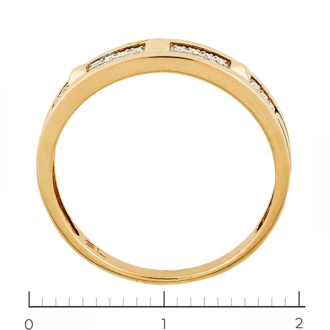 Кольцо из красного золота 585 пробы c 14 бриллиантами