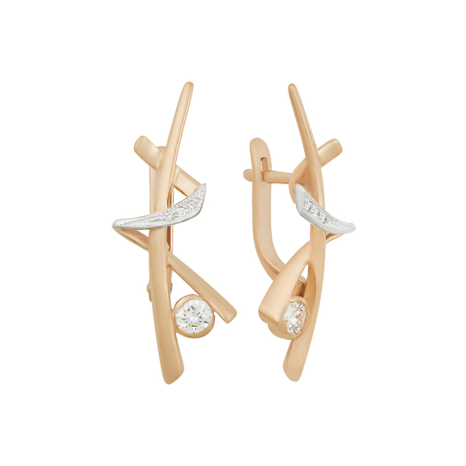 Серьги из золота 585 пробы c бриллиантами, Ц О007 0698 за 73980