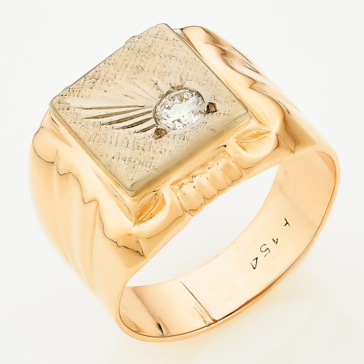 Кольцо из комбинированного золота 585 пробы c 1 бриллиантом Л45067604 фото 1