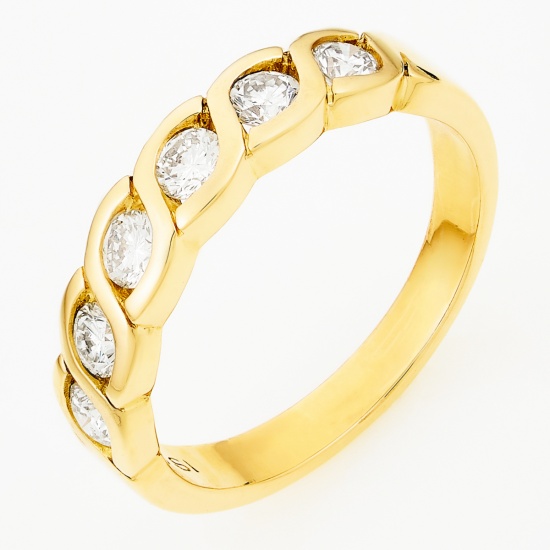 Кольцо из желтого золота 750 пробы c 6 бриллиантами