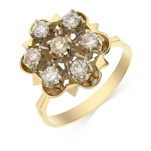 Кольцо из комбинированного золота 585 пробы c 7 бриллиантами Л31079304 фото 1