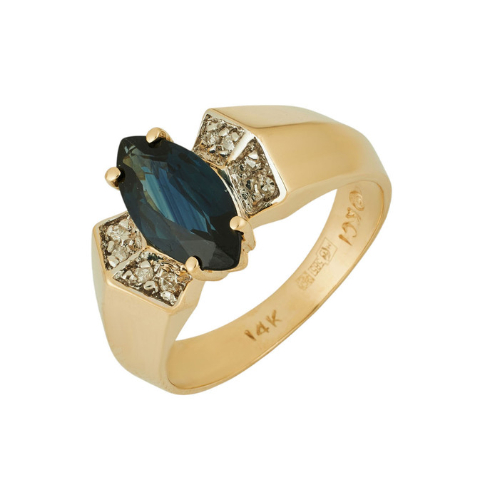 Кольцо из золота 585 пробы c сапфиром и бриллиантами, Л 2812 2393 за 67600