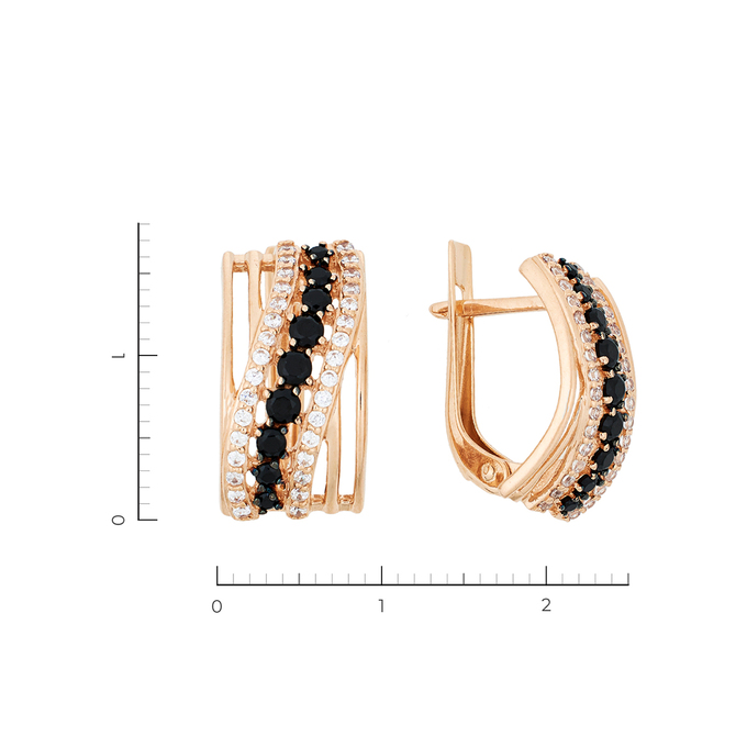 Серьги из красного золота 585 пробы c 82 фианитами