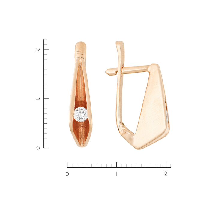 Серьги из красного золота 585 пробы c 2 бриллиантами, Л 2315 9804 за 62650