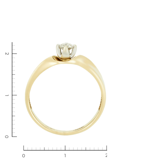 Кольцо из комбинированного золота 585 пробы c 1 бриллиантом, Л75016289 за 24300