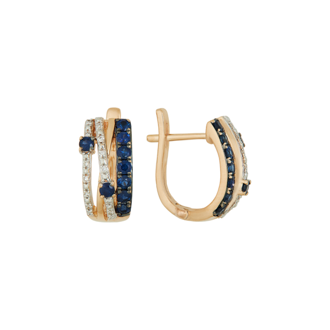 Серьги из золота 585 пробы c сапфирами и бриллиантами, Л 2415 3795 за 52960