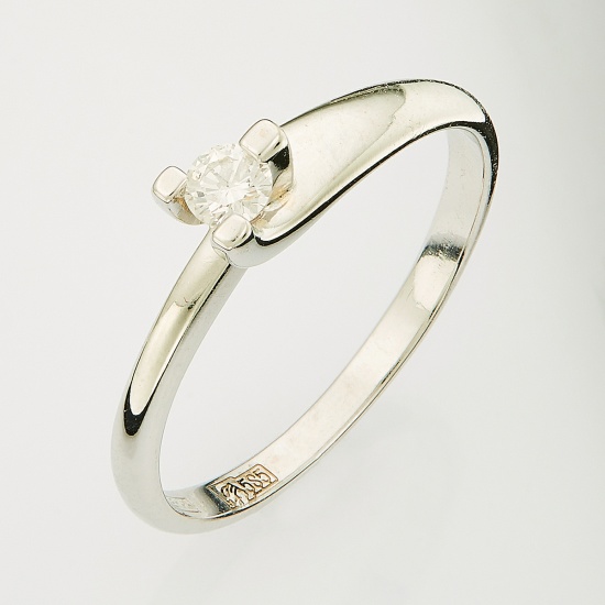 Кольцо из белого золота 585 пробы c 1 бриллиантом, Л19098517 за 11865