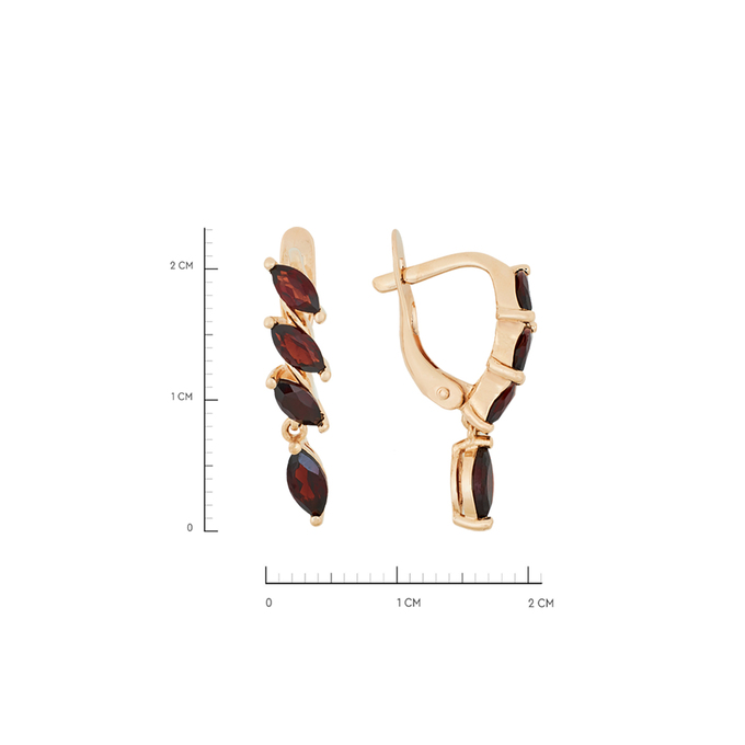 Серьги из золота 585 пробы c гранатами, Л 2414 9528 за 28240