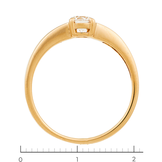 Кольцо из красного золота 585 пробы c 1 фианитом, Л66020150 за 13620