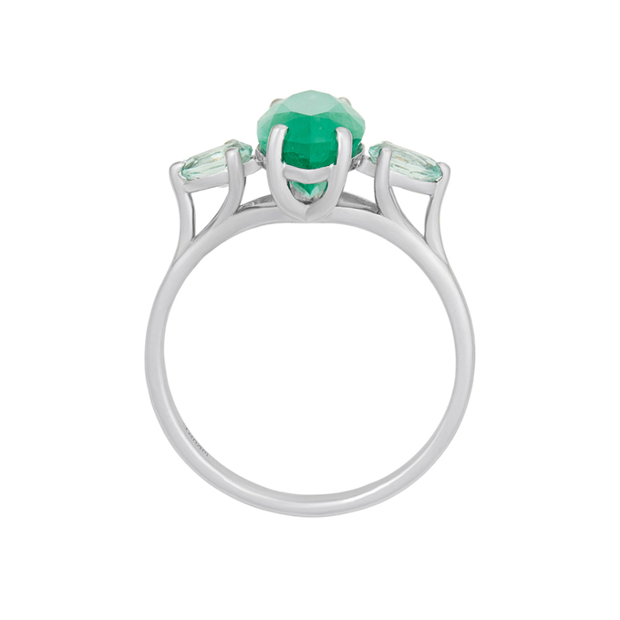 Кольцо из золота 585 пробы c изумрудом и аквамаринами, Л 2811 7183 за 140000