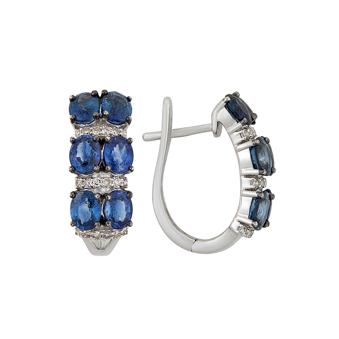 Серьги из золота 585 пробы c сапфирами и бриллиантами, Ц О007 1184 за 80000