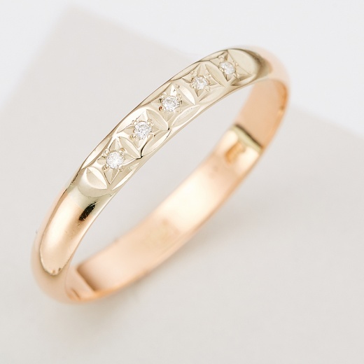 Кольцо из комбинированного золота 585 пробы c 5 бриллиантами Л33072565 фото 1