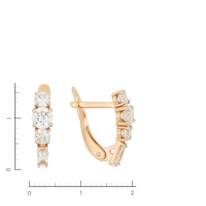 Серьги из красного золота 585 пробы c фианитами