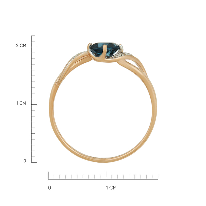 Кольцо из золота 585 пробы c топазом Лондон и бриллиантами, Л 2508 8159 за 13200