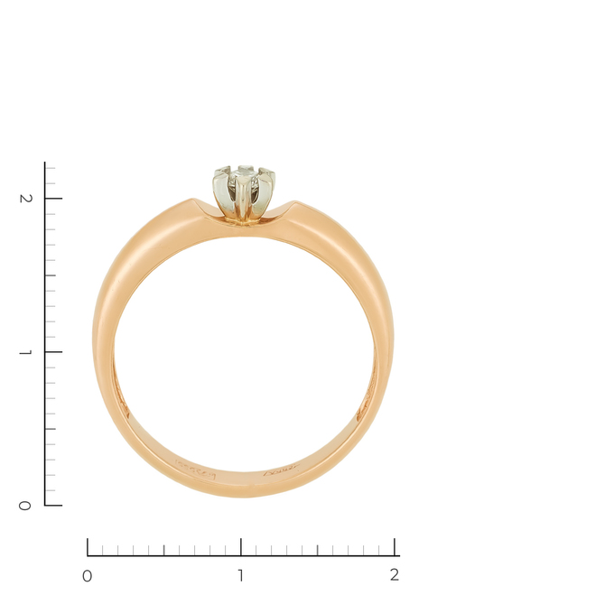 Кольцо из комбинированного золота 585 пробы c 1 бриллиантом, Л 7501 7448 за 31120
