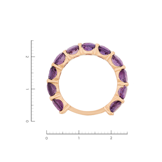 Кольцо из красного золота 750 пробы c 11 аметистами, Л28096465 за 47000