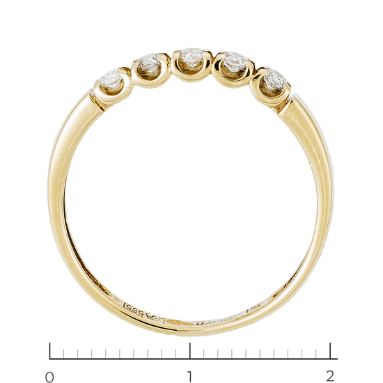 Кольцо из желтого золота 585 пробы c 5 бриллиантами, Л70007342 за 21200