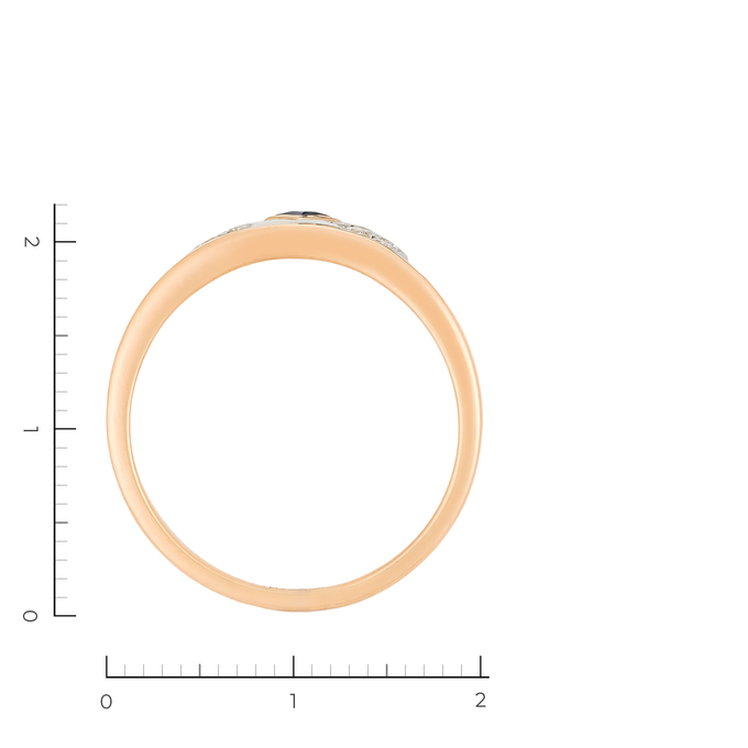 Кольцо из комбинированного золота 585 пробы c 8 бриллиантами и 1 сапфиром, Л 1615 1642 за 25520