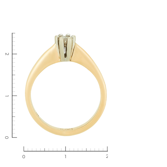 Кольцо из комбинированного золота 585 пробы c 1 бриллиантом, Л31111786 за 28000