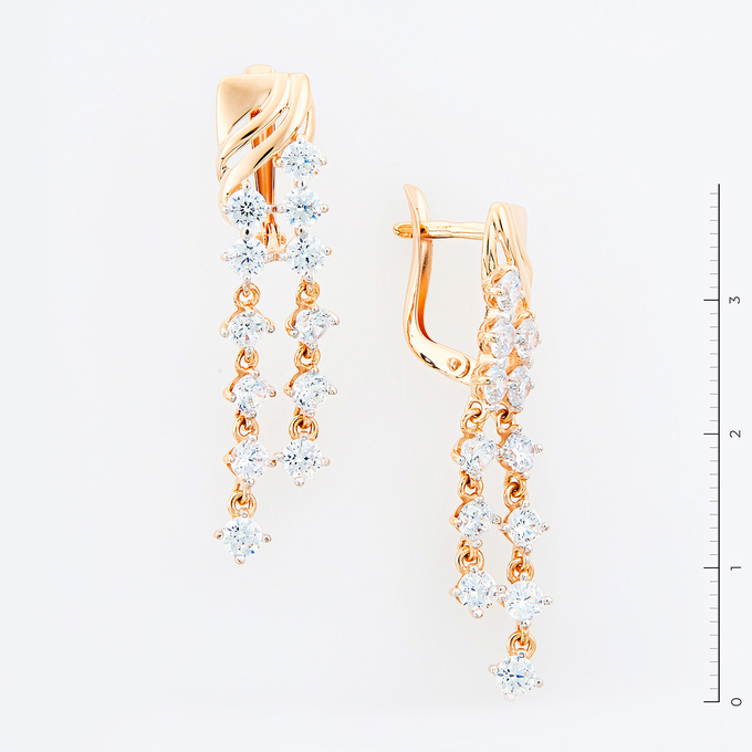 Серьги из золота 585 пробы c 24 фианитами, Л 4505 7154 за 35520