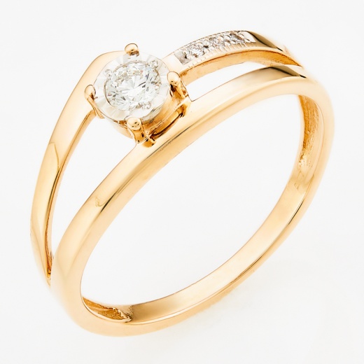 Кольцо из комбинированного золота 585 пробы c 4 бриллиантами Л24133037 фото 1