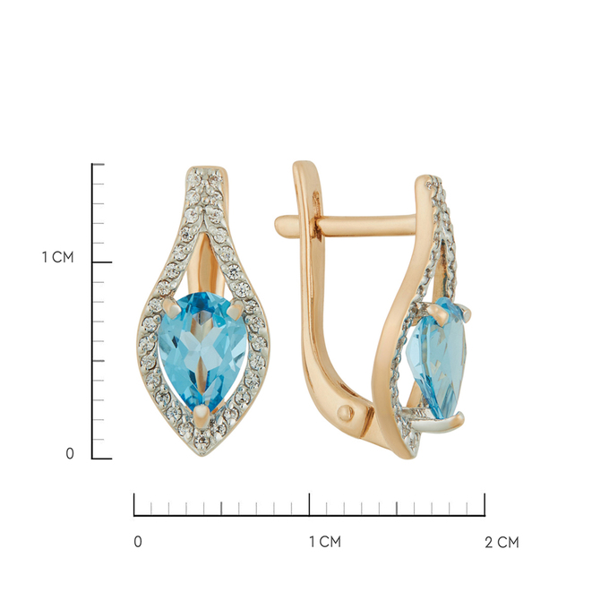 Серьги из золота 585 пробы c топазами и фианитами, Л 2010 9586 за 39600