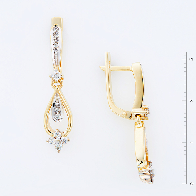 Серьги из золота 585 пробы c 26 бриллиантами