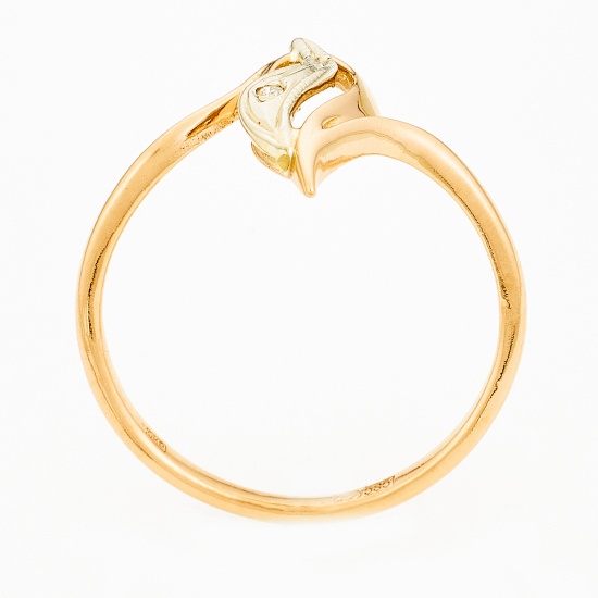 Кольцо из комбинированного золота 585 пробы c 1 бриллиантом, Л54048291 за 10250