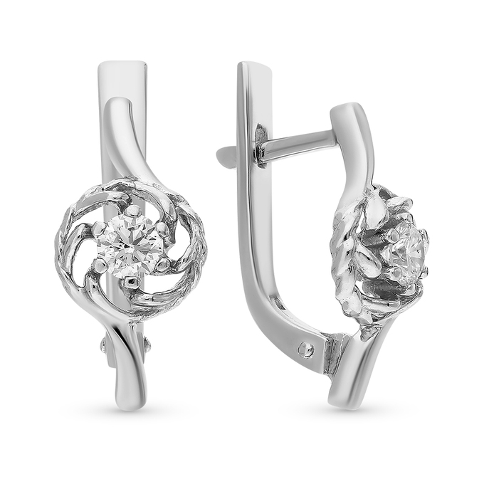 Серьги из золота 585 пробы c 2 бриллиантами